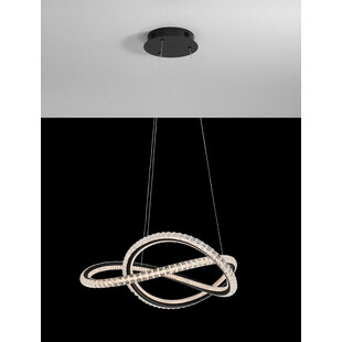Lampa Wisząca Bueno LED Czarna z Kryształami | Decolab24