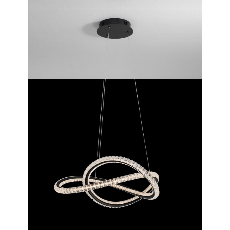 Lampa Wisząca Bueno LED Czarna z Kryształami | Decolab24