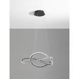 Lampa Wisząca Bueno LED Czarna z Kryształami | Decolab24