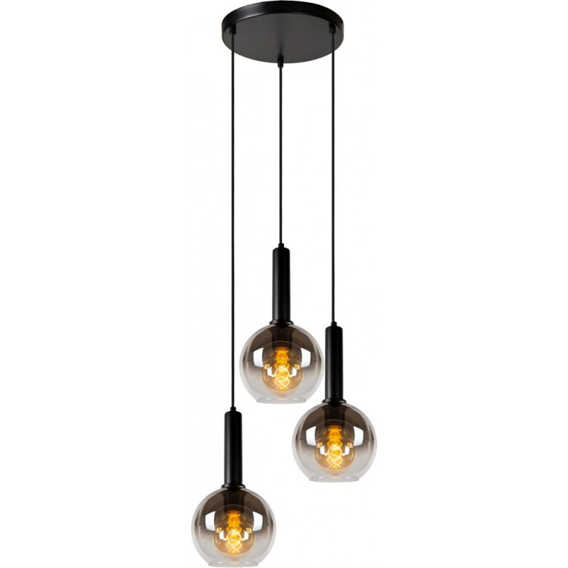 Lampa wisząca Marius III Lucide | 3 szkło dymione, E27