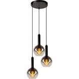 Lampa wisząca Marius III Lucide | 3 szkło dymione, E27