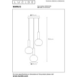Lampa wisząca Marius III Lucide | 3 szkło dymione, E27