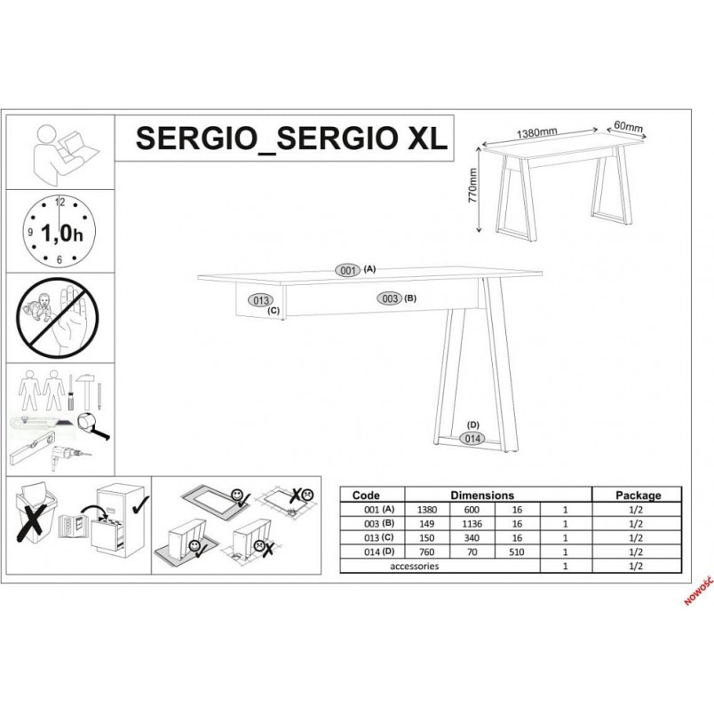 Biurko Sergio XL Halmar: Antracyt/Dąb Wotan - Funkcjonalność i Styl