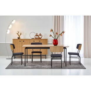 Stół rozkładany retro Smart Halmar | Dąb naturalny/czarny