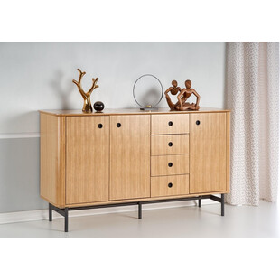 Komoda retro Halmar Smart 167cm | Dąb naturalny / Czarny