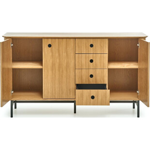 Komoda retro Halmar Smart 167cm | Dąb naturalny / Czarny