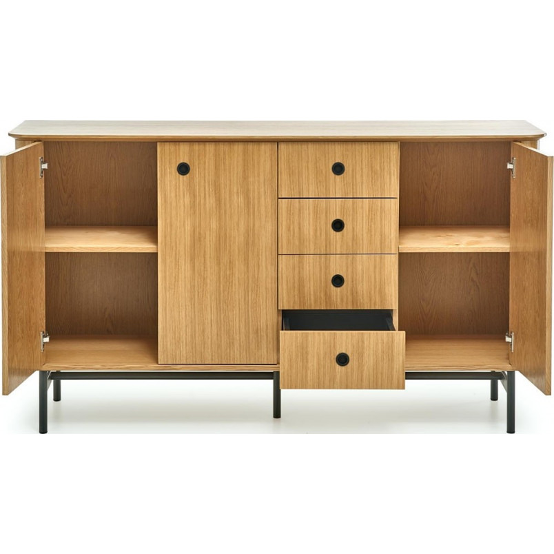 Komoda retro Halmar Smart 167cm | Dąb naturalny / Czarny