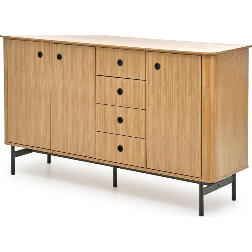 Komoda retro Halmar Smart 167cm | Dąb naturalny / Czarny