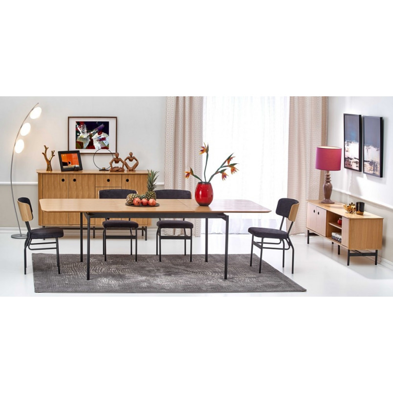 Komoda retro Halmar Smart 167cm | Dąb naturalny / Czarny