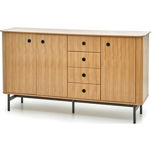 Komoda retro Halmar Smart 167cm | Dąb naturalny / Czarny