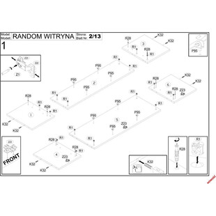 Witryna Random 60cm dąb/czarny Halmar | Regał stojący