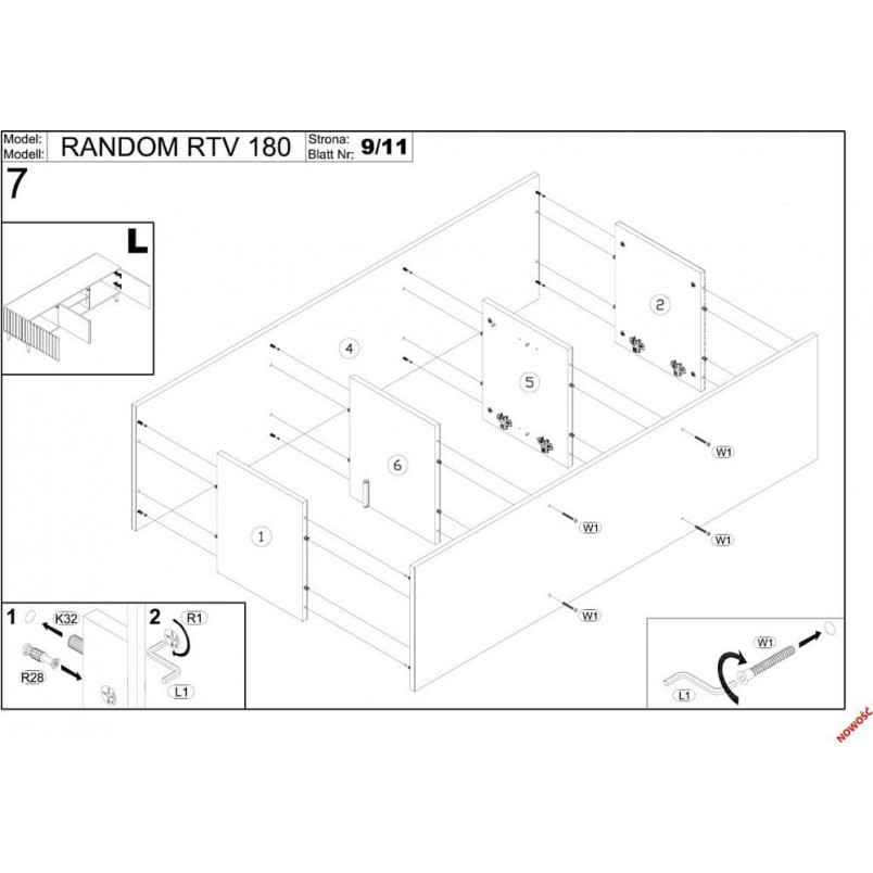 Szafka RTV Halmar Random 150cm | Dąb Wotan / Czarny - Kup Teraz!