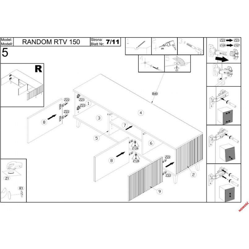 Szafka RTV Halmar Random 150cm | Dąb Wotan / Czarny - Kup Teraz!