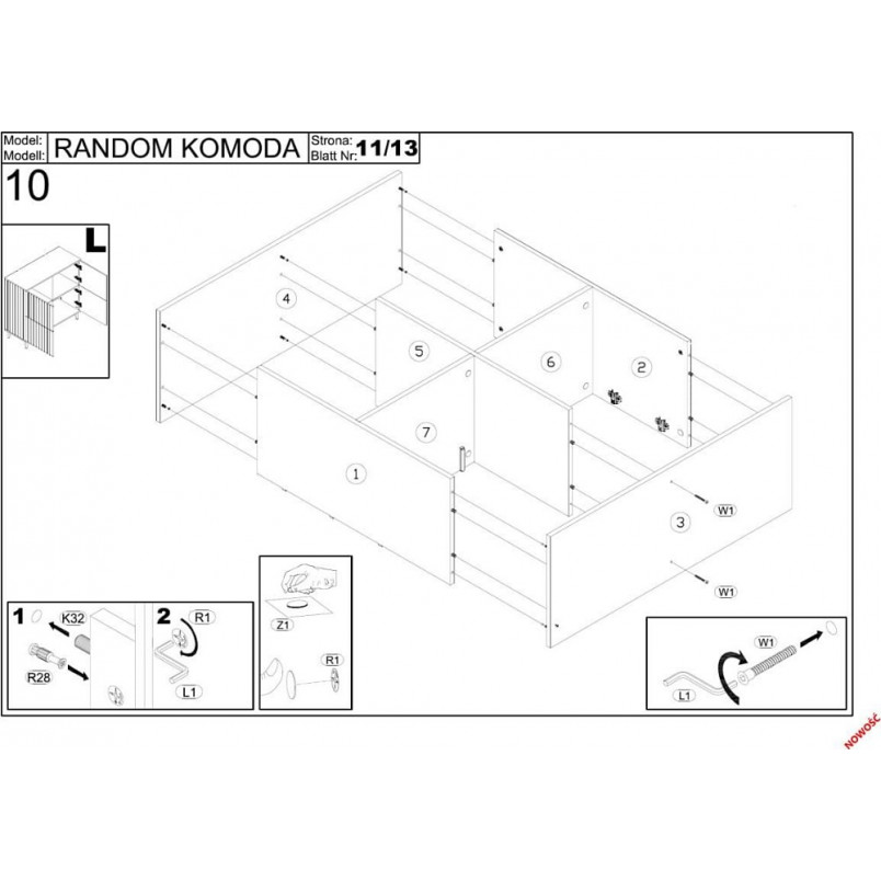 Komoda Random KM2 100x40 | Halmar - Styl Loftowy