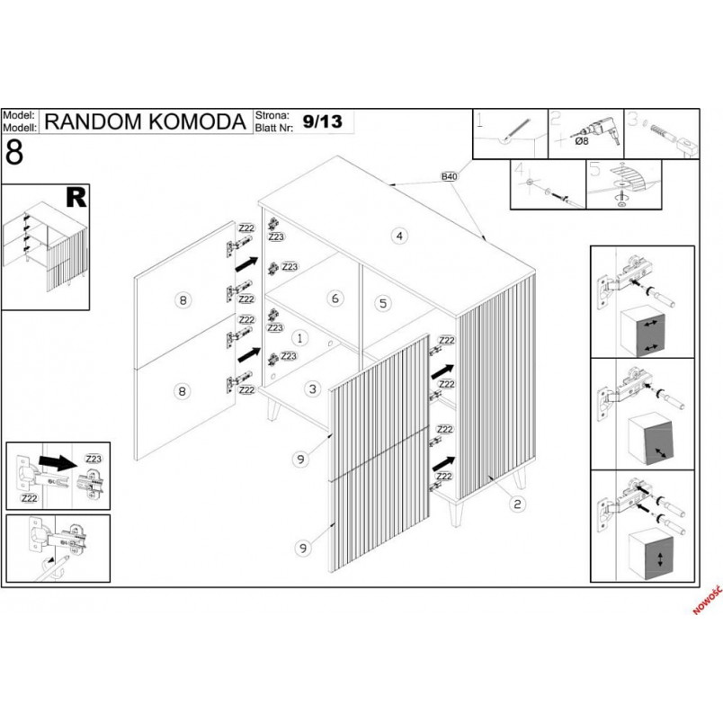 Komoda Random KM2 100x40 | Halmar - Styl Loftowy