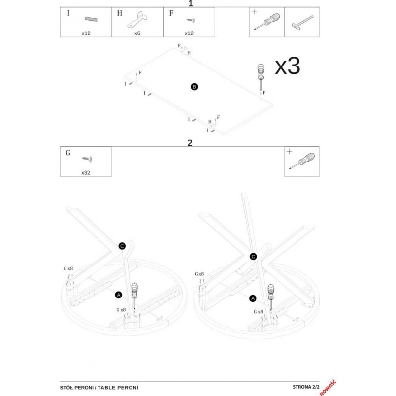 Stół rozkładany okrągły loft Peroni 100cm dąb/czarny | Halmar