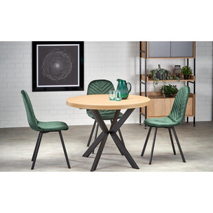 Stół rozkładany okrągły loft Peroni 100cm dąb/czarny | Halmar