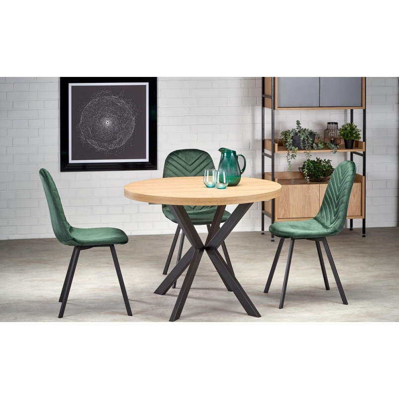Stół rozkładany okrągły loft Peroni 100cm dąb/czarny | Halmar