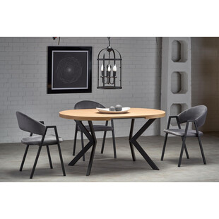 Stół rozkładany okrągły loft Peroni 100cm dąb/czarny | Halmar