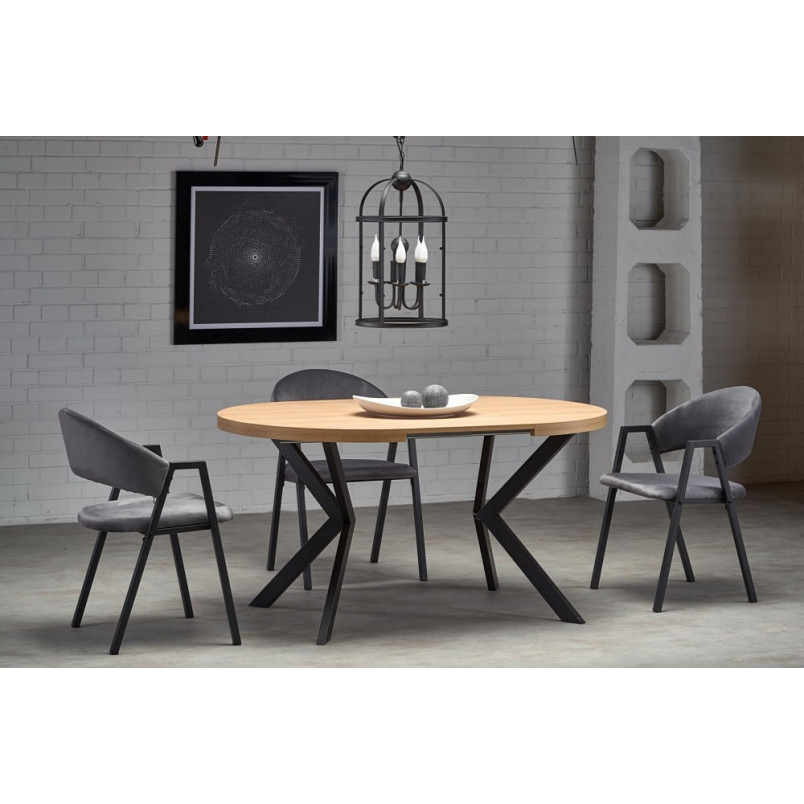 Stół rozkładany okrągły loft Peroni 100cm dąb/czarny | Halmar