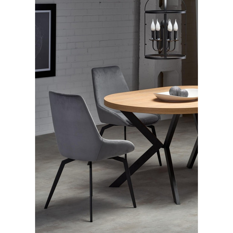 Stół rozkładany okrągły loft Peroni 100cm dąb/czarny | Halmar