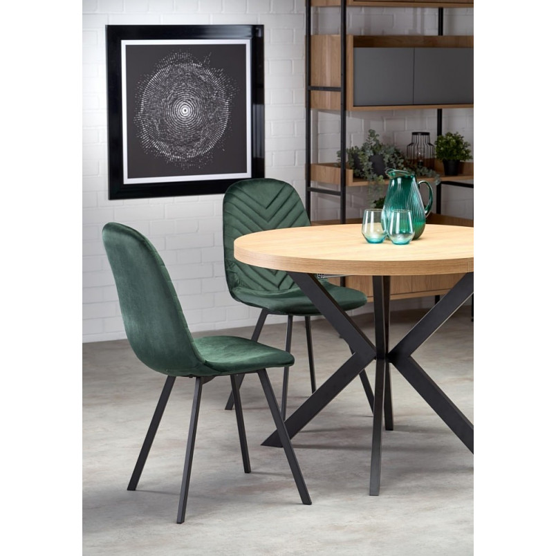 Stół rozkładany okrągły loft Peroni 100cm dąb/czarny | Halmar