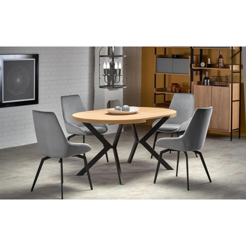 Stół rozkładany okrągły loft Peroni 100cm dąb/czarny | Halmar