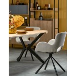 Stół rozkładany okrągły loft Peroni 100cm dąb/czarny | Halmar