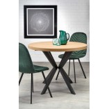 Stół rozkładany okrągły loft Peroni 100cm dąb/czarny | Halmar