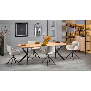 Stół rozkładany okrągły loft Peroni 100cm dąb/czarny | Halmar