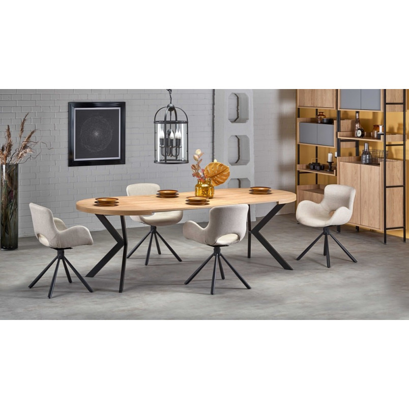 Stół rozkładany okrągły loft Peroni 100cm dąb/czarny | Halmar