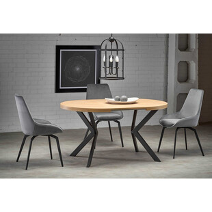 Stół rozkładany okrągły loft Peroni 100cm dąb/czarny | Halmar