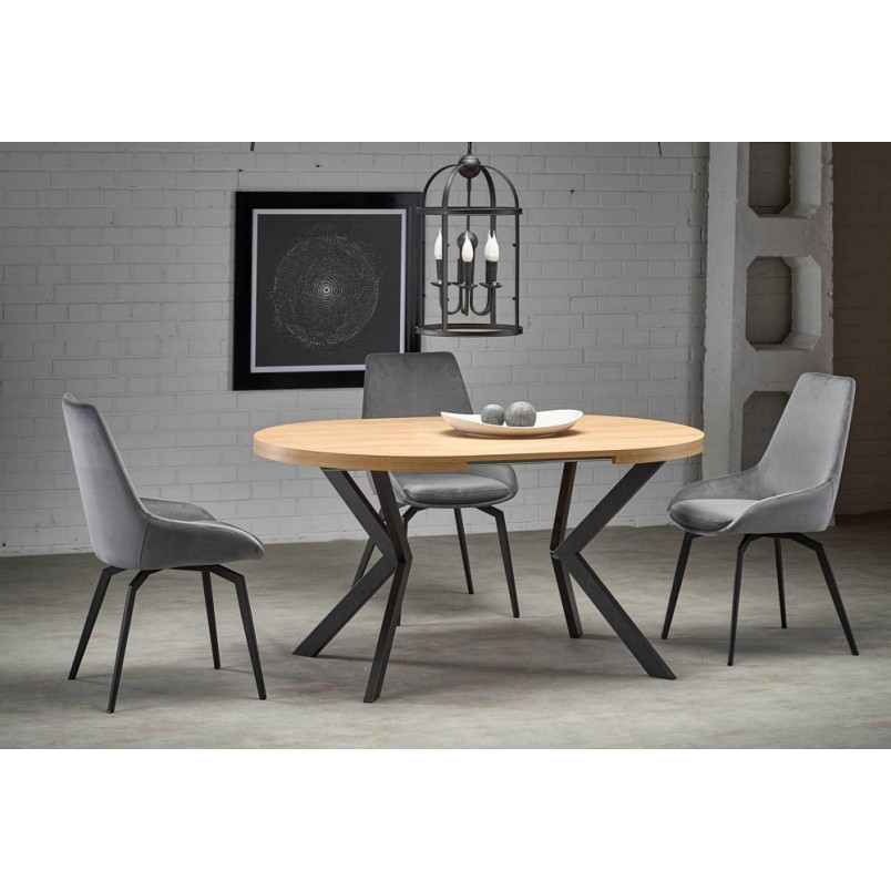 Stół rozkładany okrągły loft Peroni 100cm dąb/czarny | Halmar