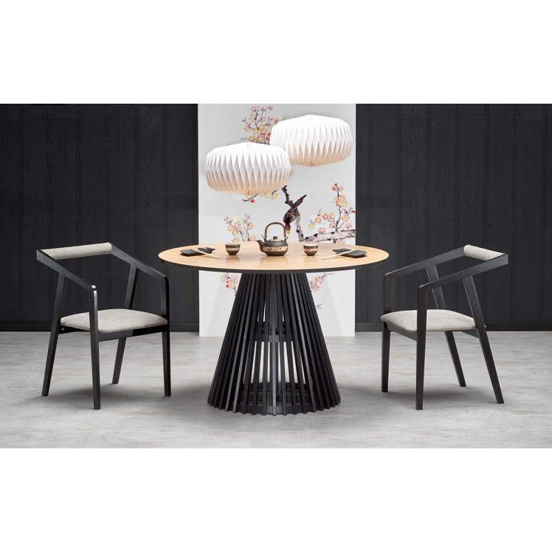 Stół okrągły Miyaki 120cm Halmar | Dąb naturalny / Czarny