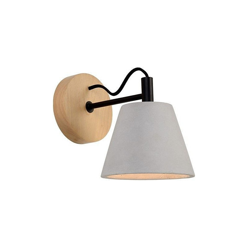 Kinkiet betonowy Possio z drewnem | Lucide - Loftowy design