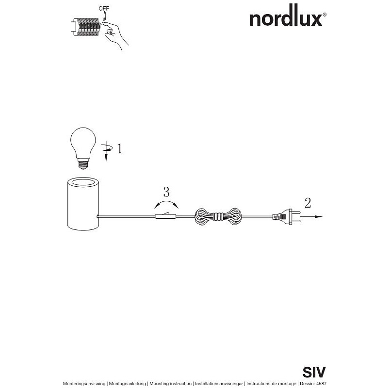 Lampa stołowa czarna Nordlux Siv | Marmurowa podstawa