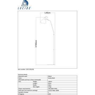 Lampa podłogowa industrialna Shadi czarna - Lucide