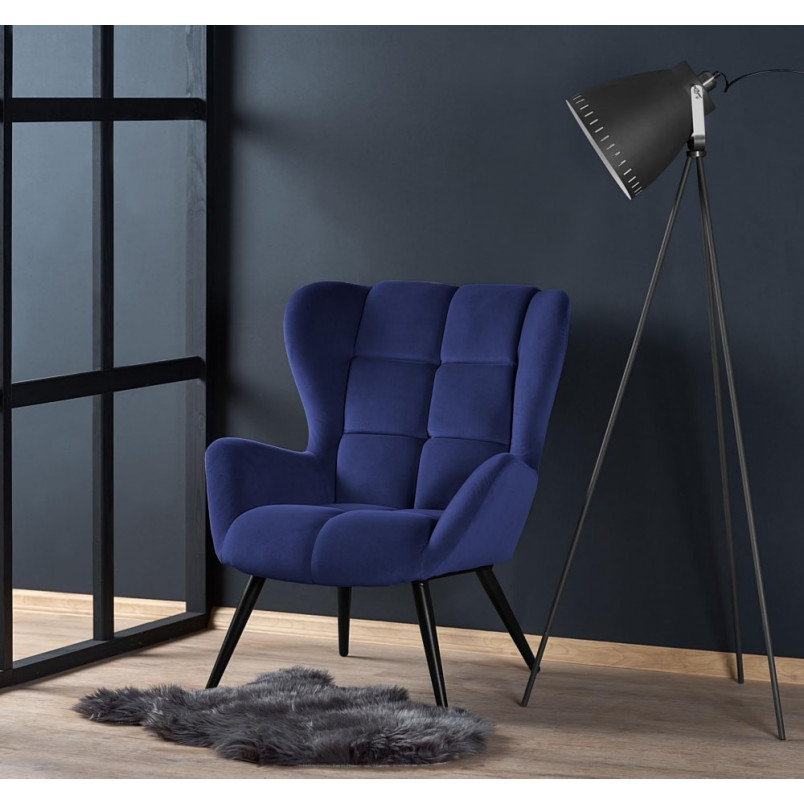 Fotel welurowy Tyrion granatowy Halmar | Komfort i elegancja