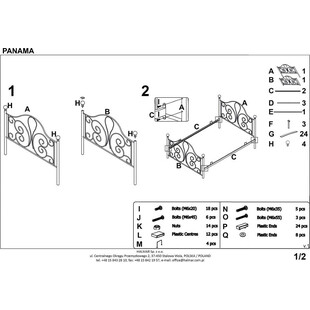 Łóżko metalowe 120x200 białe Halmar Panama | Sklep meblowy