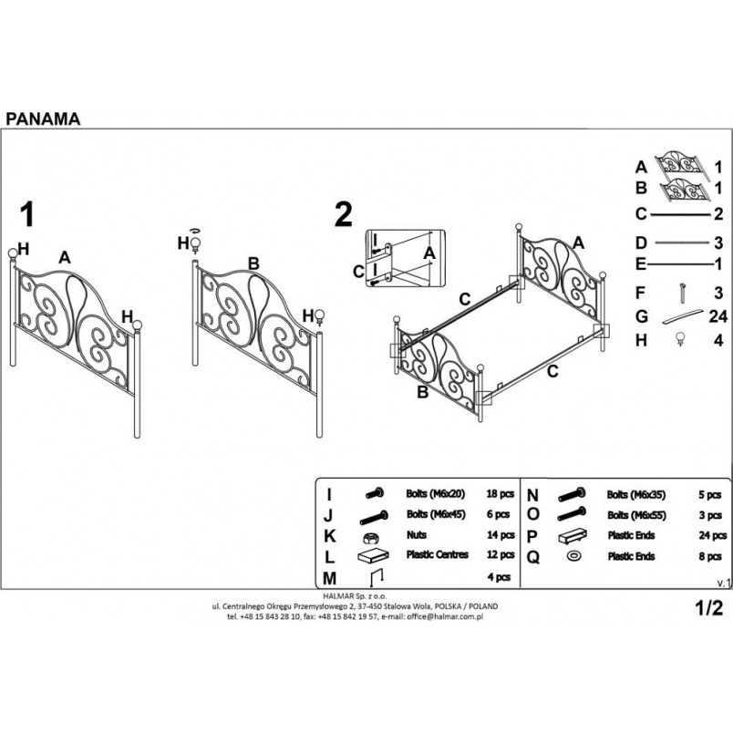 Łóżko metalowe 120x200 białe Halmar Panama | Sklep meblowy