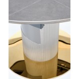 Stół okrągły rozkładany glamour Muscat 120cm popielaty marmur / jasny popiel / złoty Halmar