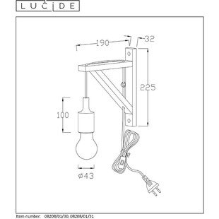 Kinkiet drewniany Fix Wall Lucide | Skandynawski design
