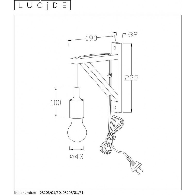 Kinkiet drewniany Fix Wall Lucide | Skandynawski design