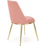 Stylowe Krzesło welurowe ze złotymi nogami K460 różowe Halmar w stylu glamour do kuchni i jadalni