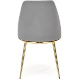 Stylowe Krzesło welurowe ze złotymi nogami K460 popiel Halmar w stylu glamour do kuchni i jadalni