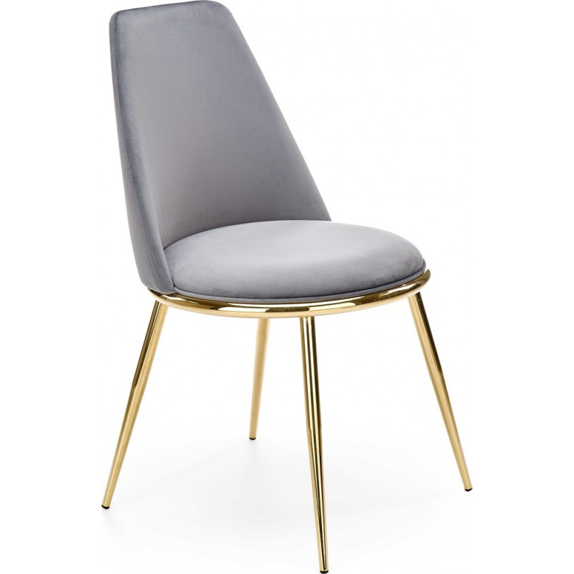 Stylowe Krzesło welurowe ze złotymi nogami K460 popiel Halmar w stylu glamour do kuchni i jadalni