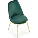 Stylowe Krzesło welurowe ze złotymi nogami K460 zielone Halmar w stylu glamour do kuchni i jadalni