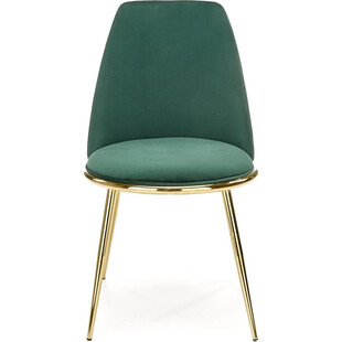 Krzesło welurowe ze złotymi nogami K460 zielone Halmar