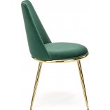 Stylowe Krzesło welurowe ze złotymi nogami K460 zielone Halmar w stylu glamour do kuchni i jadalni