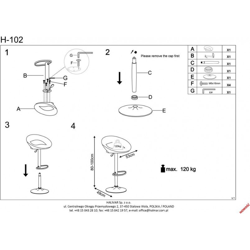 Hoker welurowy H102 czarny Halmar - Komfort i styl